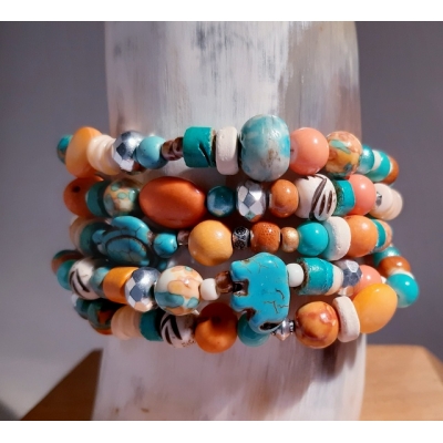 kralenarmband in turquoise/ oranje kralenarmband in turquoise/ oranje